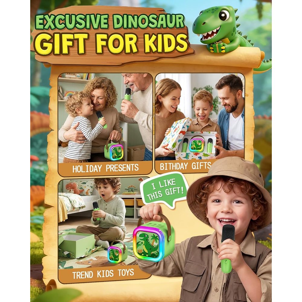 IROO Karaoke Machine, Limited Edition Dinosaur, Green, view 2