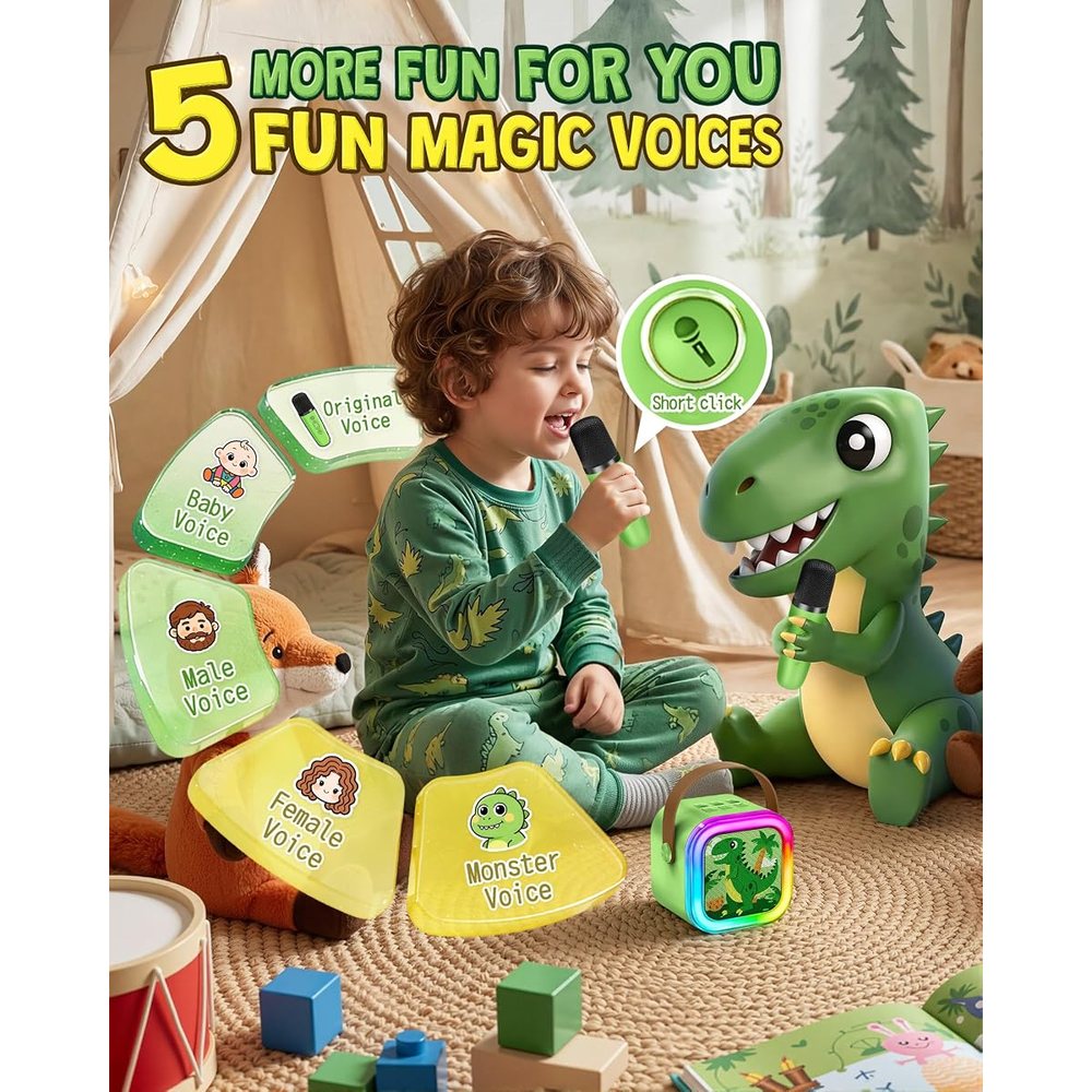 IROO Karaoke Machine, Limited Edition Dinosaur, Green, view 4