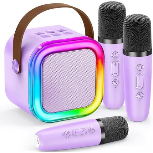 IROO Mini Karaoke Machine, Lilac, 3 Wireless Mics