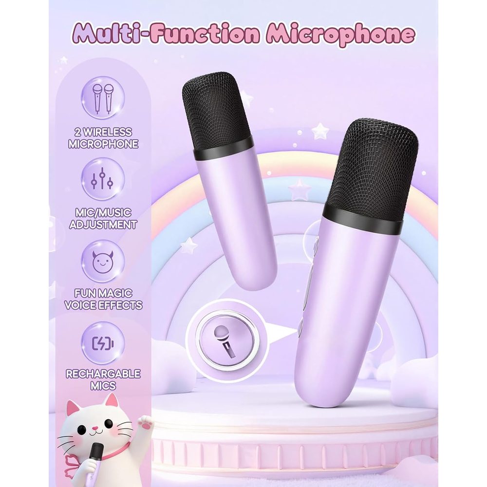 IROO Mini Karaoke Machine, Limited Edition Cat, Purple, view 3