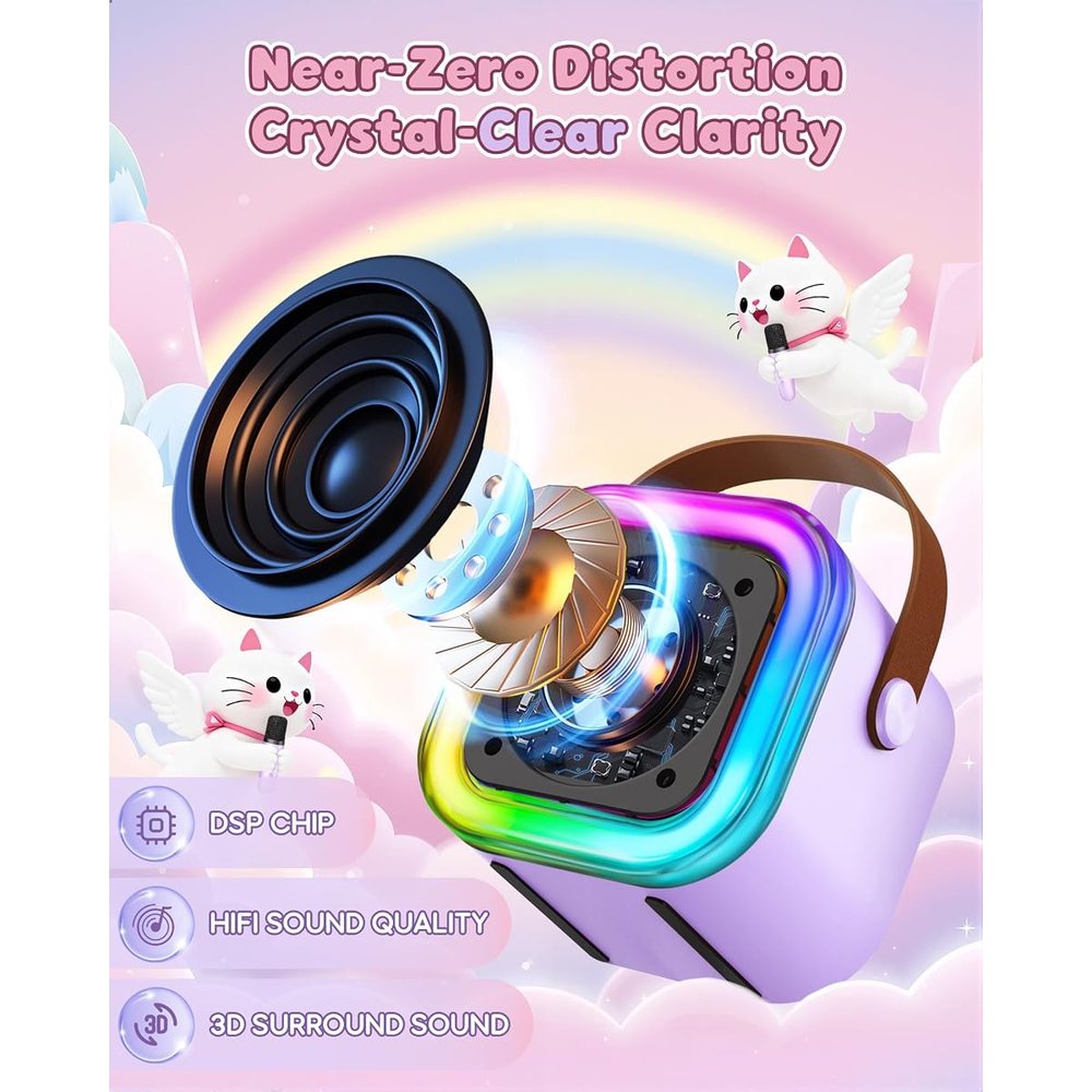 IROO Mini Karaoke Machine, Limited Edition Cat, Purple, view 4