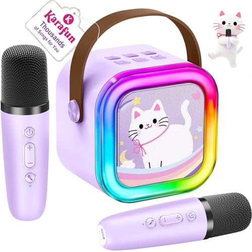 IROO Mini Karaoke Machine, Limited Edition Cat, Purple