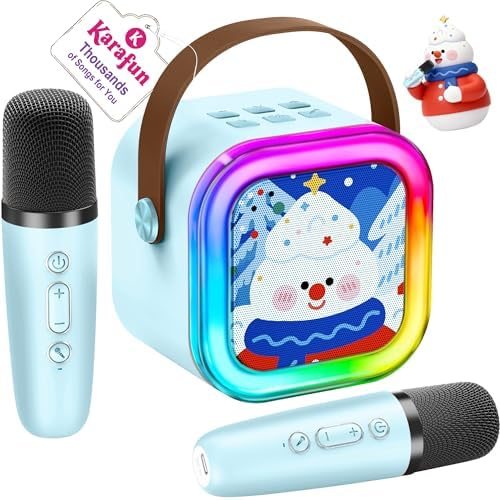 IROO Mini Karaoke Machine, Limited Edition Snowman, Ice Blue