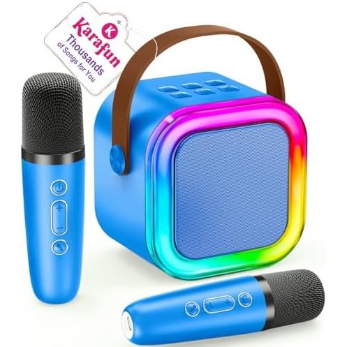 IROO Mini Karaoke Machine, Navy Blue, 2 Wireless Mics